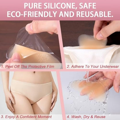 Inefticism 5 Pack Camel Concealer Toe Cover - Invisible No-Bump Silicone Pads for Swimsuits, Leggings & Yoga, Reusable Adhesive Hider for Women (Beige, Medium)