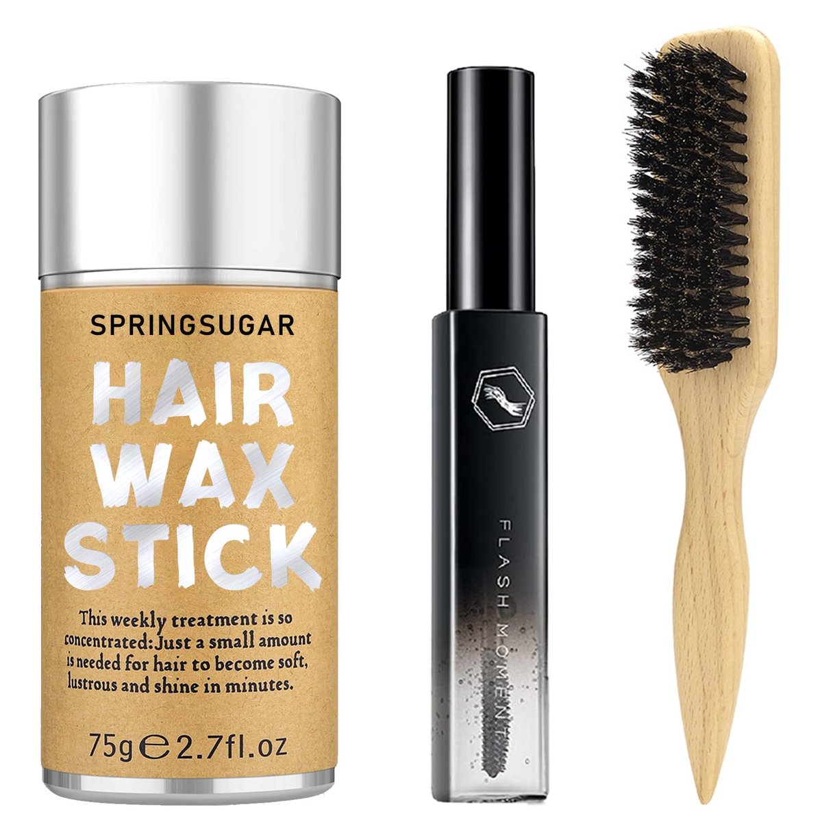 Hair Wax Stick Set for Flyaways Slick Back – Includes Wax Stick for Hair, Slick Back Hair Brush, Hair Finishing Stick – Hair Styling Products for Women, Taming Frizz & Creating Sleek Styles - görsel 1