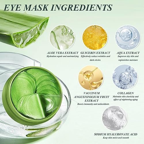 Caewous Under Eye Patches for Puffy Eyes and Dark Circles – 60 PCS Aloe Vera Under Eye Mask with Pure Natural Extracts to Combat Puffiness, Fine Lines, Wrinkles, and Bags Avelisse