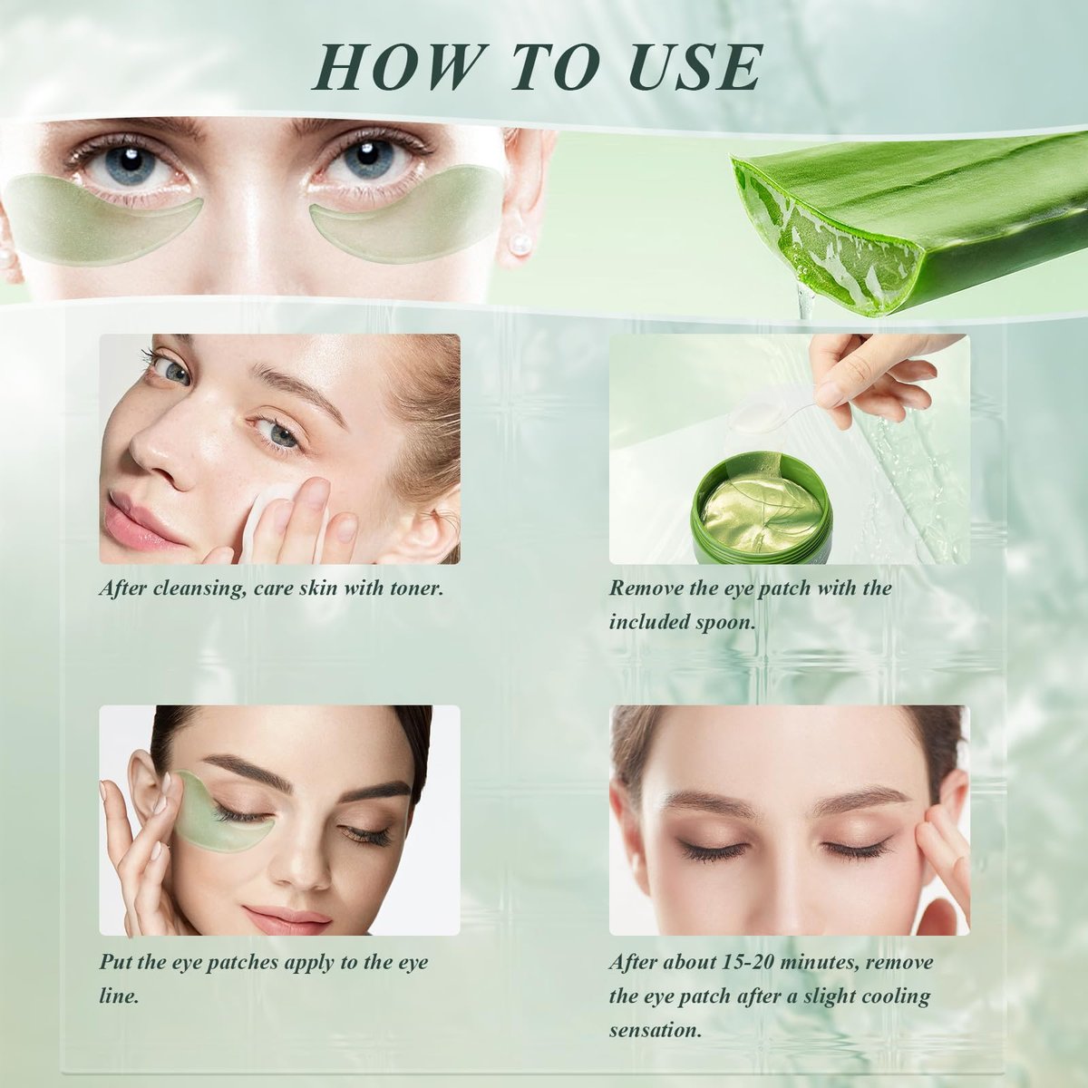 Caewous Under Eye Patches for Puffy Eyes and Dark Circles – 60 PCS Aloe Vera Under Eye Mask with Pure Natural Extracts to Combat Puffiness, Fine Lines, Wrinkles, and Bags Avelisse