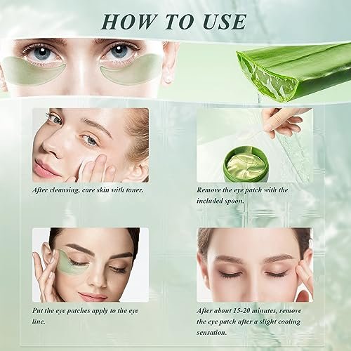 Caewous Under Eye Patches for Puffy Eyes and Dark Circles – 60 PCS Aloe Vera Under Eye Mask with Pure Natural Extracts to Combat Puffiness, Fine Lines, Wrinkles, and Bags Avelisse