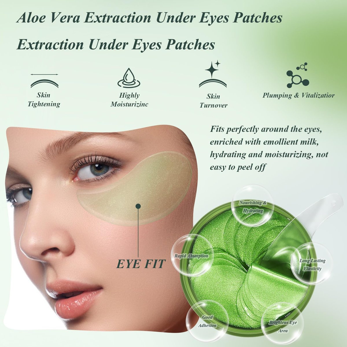 Caewous Under Eye Patches for Puffy Eyes and Dark Circles – 60 PCS Aloe Vera Under Eye Mask with Pure Natural Extracts to Combat Puffiness, Fine Lines, Wrinkles, and Bags Avelisse