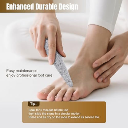DEBETOOL Foot Pumice Stone for Feet Dead Skin Removal - 3-Pack Natural Volcanic Pumice Stone Set (Round, Oval, Cone) with Hanging Rope, Hard Skin & Callus Remover for Heels, Toes Avelisse