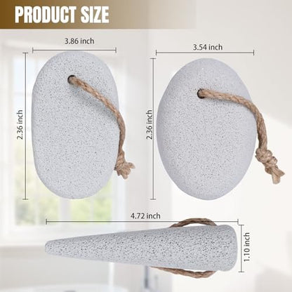 DEBETOOL Foot Pumice Stone for Feet Dead Skin Removal - 3-Pack Natural Volcanic Pumice Stone Set (Round, Oval, Cone) with Hanging Rope, Hard Skin & Callus Remover for Heels, Toes Avelisse
