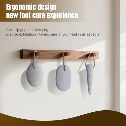 DEBETOOL Foot Pumice Stone for Feet Dead Skin Removal - 3-Pack Natural Volcanic Pumice Stone Set (Round, Oval, Cone) with Hanging Rope, Hard Skin & Callus Remover for Heels, Toes Avelisse
