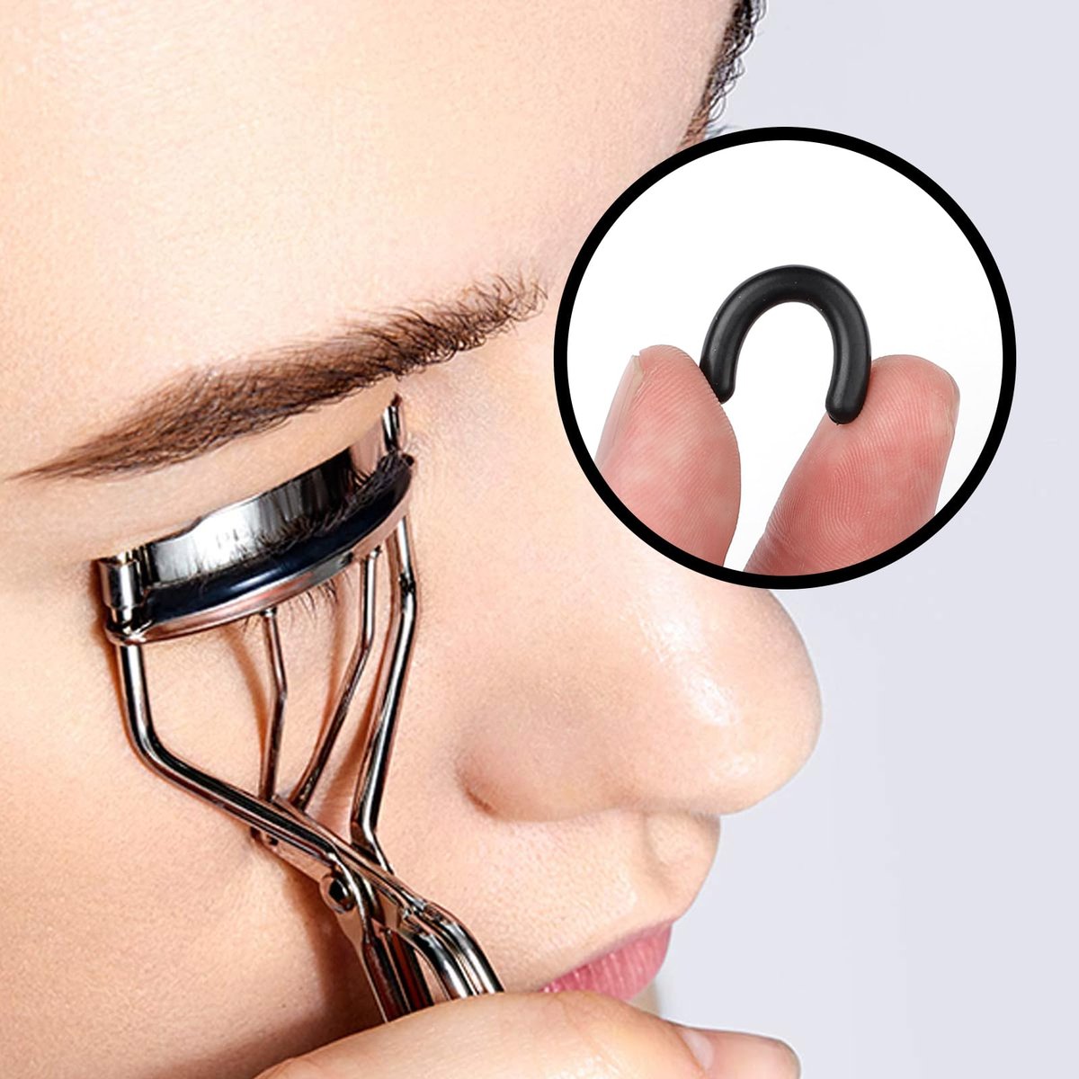 48-Pack Eyelash Curler Refill Pads – Silicone Soft Rubber Compatible with Shiseido & Universal Curlers, Black - görsel 6