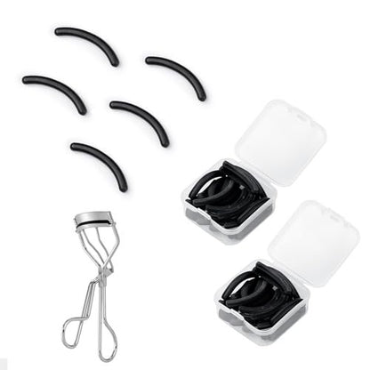 48-Pack Eyelash Curler Refill Pads – Silicone Soft Rubber Compatible with Shiseido & Universal Curlers, Black