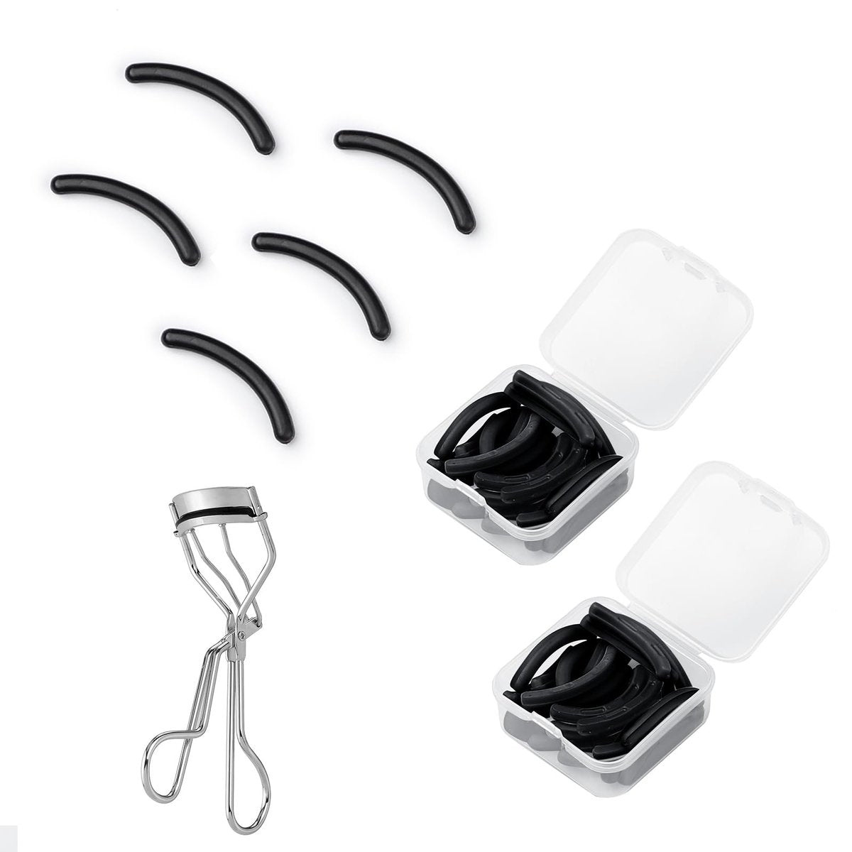 48-Pack Eyelash Curler Refill Pads – Silicone Soft Rubber Compatible with Shiseido & Universal Curlers, Black - görsel 2