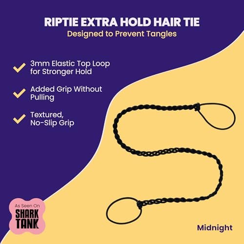 Rip Tie Extra Hold Soft Tangle-Free Hair Tie - Midnight - 1 Pack - As Seen on Shark Tank Avelisse