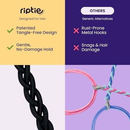 Rip Tie Extra Hold Soft Tangle-Free Hair Tie - Midnight - 1 Pack - As Seen on Shark Tank Avelisse