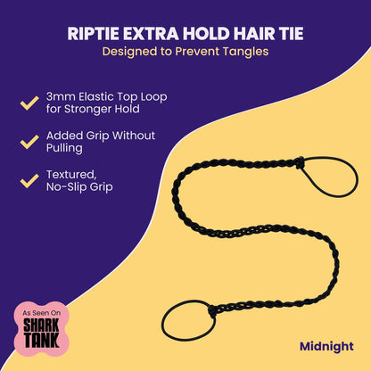 Rip Tie Extra Hold Soft Tangle-Free Hair Tie - Midnight - 1 Pack - As Seen on Shark Tank Avelisse