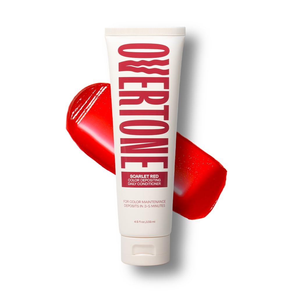 oVertone Daily Color Depositing Conditioner - Scarlet Red for Brown Hair - 4.5 oz - Temporary Color with Shea Butter & Coconut Oil - Vegan & Cruelty-Free Avelisse