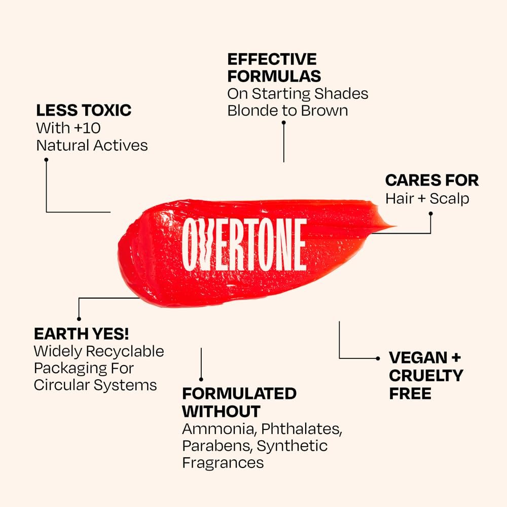oVertone Daily Color Depositing Conditioner - Scarlet Red for Brown Hair - 4.5 oz - Temporary Color with Shea Butter & Coconut Oil - Vegan & Cruelty-Free Avelisse