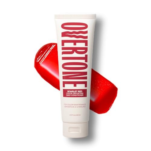 oVertone Daily Color Depositing Conditioner - Scarlet Red for Brown Hair - 4.5 oz - Temporary Color with Shea Butter & Coconut Oil - Vegan & Cruelty-Free Avelisse