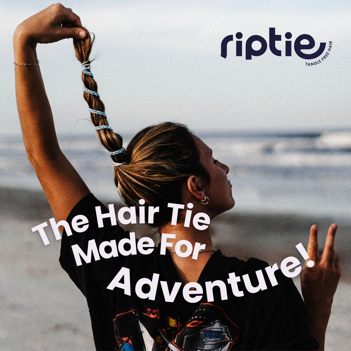 Rip Tie Regular Soft Tangle-Free Hair Ties for Women - Nylon Hair Elastic, Colorful Hair Accessory - As Seen on Shark Tank - 3 Pack Neutrals Avelisse