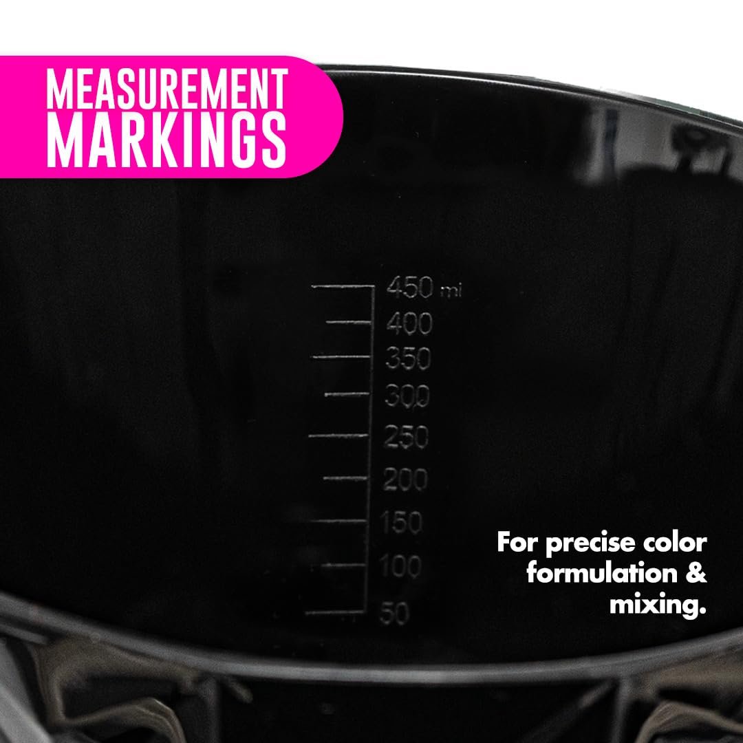 Colortrak XL Black Diamond Easy Grip Hair Color Mixing Bowl with Measurement Markings and Non-Slip Rubber Bottom Avelisse