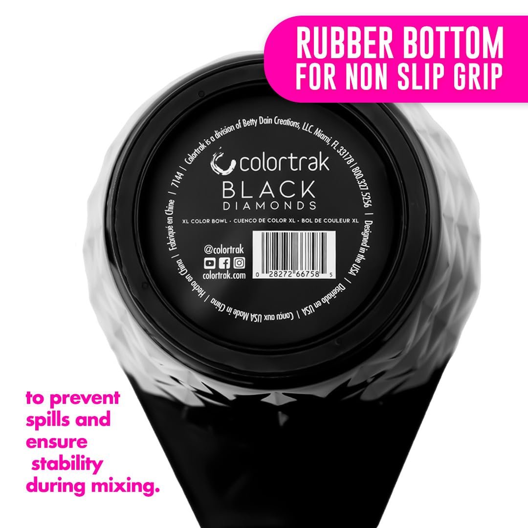 Colortrak XL Black Diamond Easy Grip Hair Color Mixing Bowl with Measurement Markings and Non-Slip Rubber Bottom Avelisse