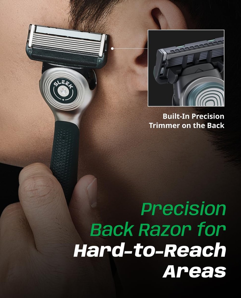 DORCO SLEEK 6 Blade Razor for Men with 2 Cartridges - Smooth Shaving Blades & Multi-Flex Technology Avelisse