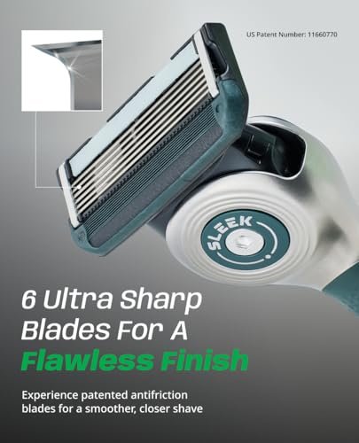 DORCO SLEEK 6 Blade Razor for Men with 2 Cartridges - Smooth Shaving Blades & Multi-Flex Technology Avelisse
