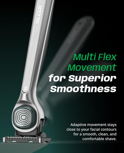 DORCO SLEEK 6 Blade Razor for Men with 2 Cartridges - Smooth Shaving Blades & Multi-Flex Technology Avelisse