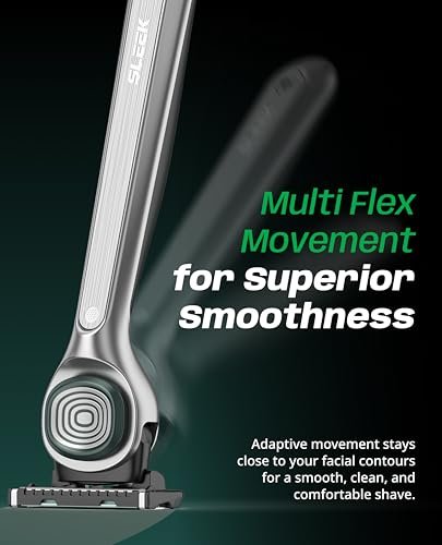 DORCO SLEEK 6 Blade Razor for Men with 2 Cartridges - Smooth Shaving Blades & Multi-Flex Technology Avelisse