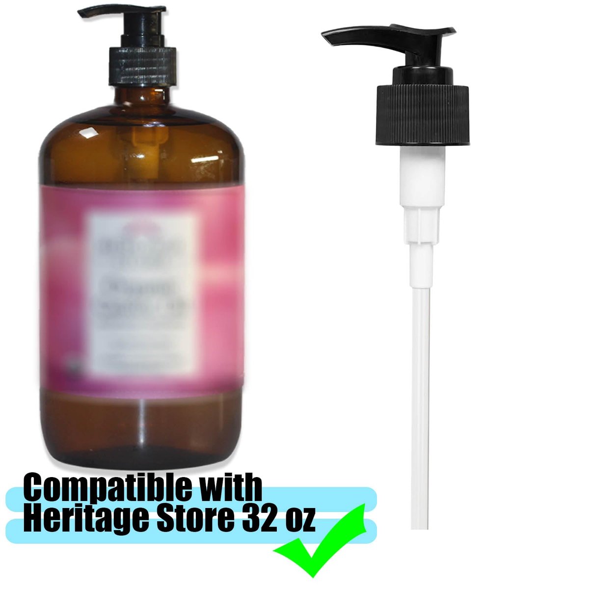 Replacement Pump Dispenser for 32 oz Castor Oil Bottles – Compatible with Heritage Store Castor Oil – Black, 2 Pack - görsel 5