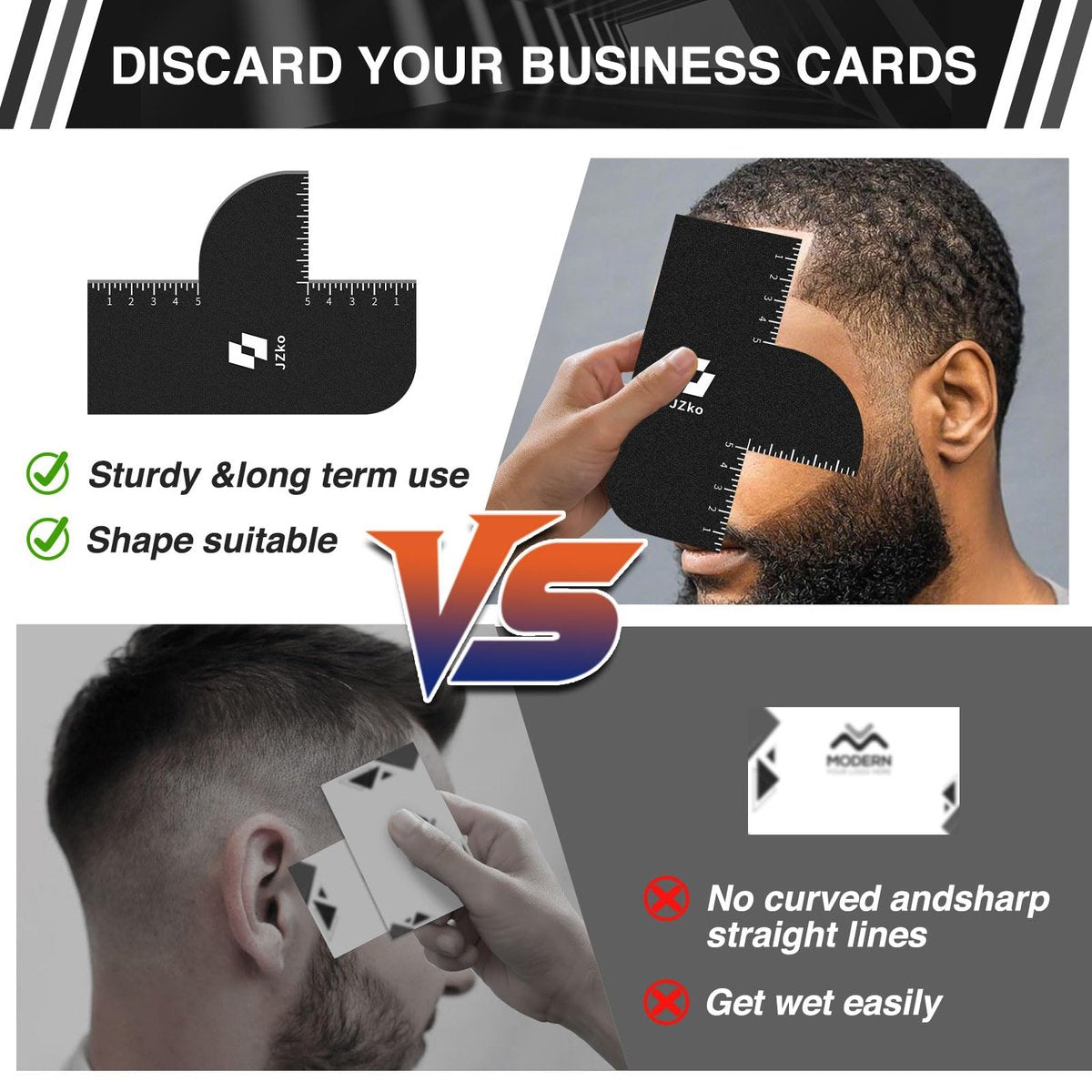 2-Pack Hairline Shaping Tool for Barbers – Reusable Edge Line Up Card with Measurement Indicators for Precision Hairline Enhancement Spray - görsel 11