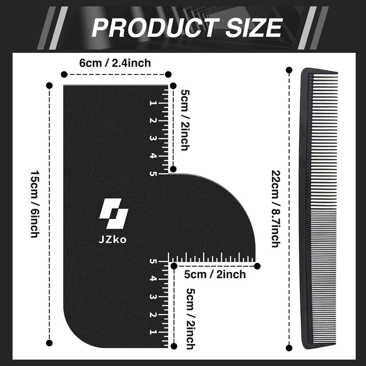 2-Pack Hairline Shaping Tool for Barbers – Reusable Edge Line Up Card with Measurement Indicators for Precision Hairline Enhancement Spray - görsel 3