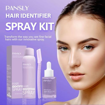 PANSLY Hair Identifying Spray Kit - 100mL Hair Identifier + 30mL After Shave Serum for Face Shaving, Dermaplaning, Skin Care for Women and Men Avelisse