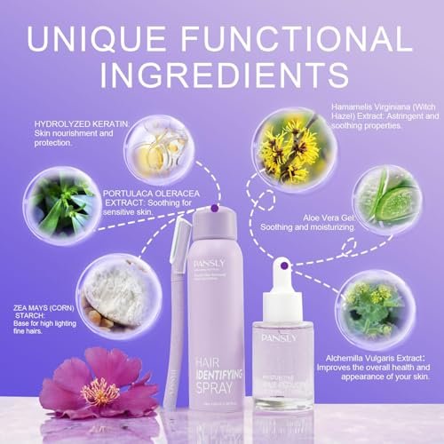 PANSLY Hair Identifying Spray Kit - 100mL Hair Identifier + 30mL After Shave Serum for Face Shaving, Dermaplaning, Skin Care for Women and Men Avelisse