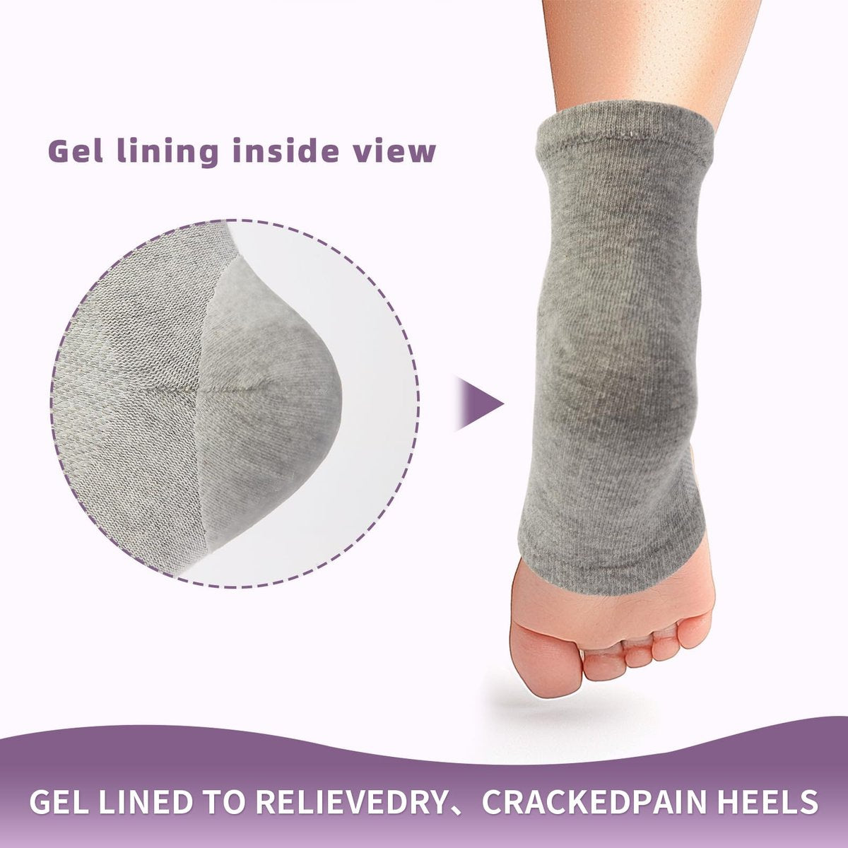 2 Pairs Silicone Socks for Dry Cracked Feet Women - Moisturizing Heel Socks, Gel Toeless Lotion Sock, Moisture Silicone Foot Sock for Cracked Heels Overnight by Untrytb - görsel 4
