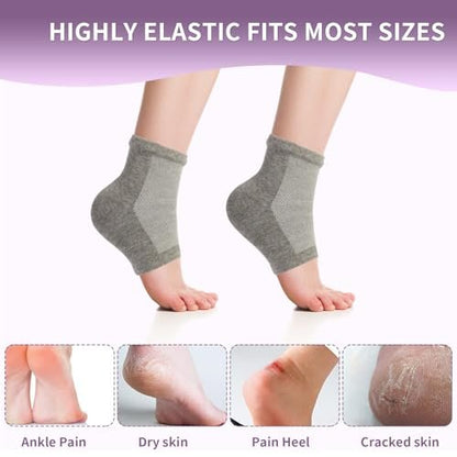 2 Pairs Silicone Socks for Dry Cracked Feet Women - Moisturizing Heel Socks, Gel Toeless Lotion Sock, Moisture Silicone Foot Sock for Cracked Heels Overnight by Untrytb