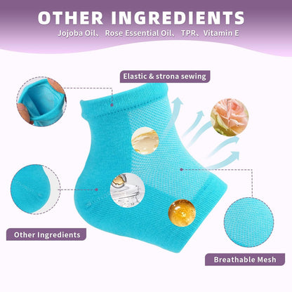 2 Pairs Silicone Socks for Dry Cracked Feet Women - Moisturizing Heel Socks, Gel Toeless Lotion Sock, Moisture Silicone Foot Sock for Cracked Heels Overnight by Untrytb