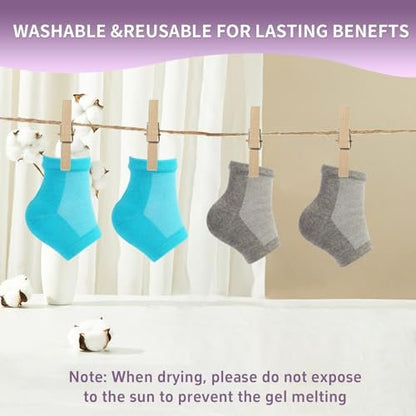 2 Pairs Silicone Socks for Dry Cracked Feet Women - Moisturizing Heel Socks, Gel Toeless Lotion Sock, Moisture Silicone Foot Sock for Cracked Heels Overnight by Untrytb