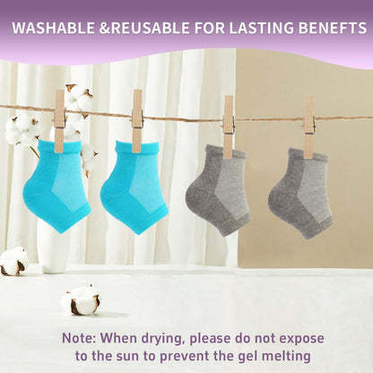 2 Pairs Silicone Socks for Dry Cracked Feet Women - Moisturizing Heel Socks, Gel Toeless Lotion Sock, Moisture Silicone Foot Sock for Cracked Heels Overnight by Untrytb