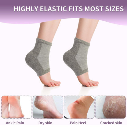 2 Pairs Silicone Socks for Dry Cracked Feet Women - Moisturizing Heel Socks, Gel Toeless Lotion Sock, Moisture Silicone Foot Sock for Cracked Heels Overnight by Untrytb