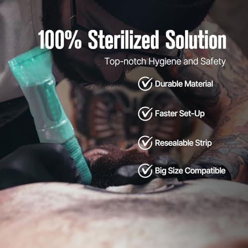 300pcs Tattoo Machine Covers Sealable Type - 2.4×8 Inch Jungle Green Tattoo Pen Covers Machine Bags Sleeves for Cartridge Tattoo Machine - Professional Tattoo Supplies & Accessories - görsel 4
