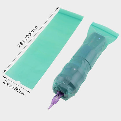 300pcs Tattoo Machine Covers Sealable Type - 2.4×8 Inch Jungle Green Tattoo Pen Covers Machine Bags Sleeves for Cartridge Tattoo Machine - Professional Tattoo Supplies & Accessories