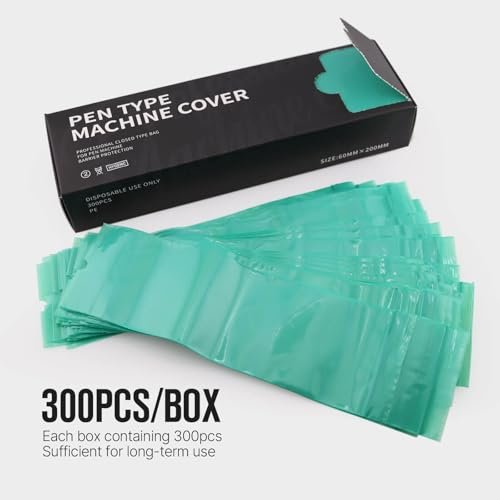 300pcs Tattoo Machine Covers Sealable Type - 2.4×8 Inch Jungle Green Tattoo Pen Covers Machine Bags Sleeves for Cartridge Tattoo Machine - Professional Tattoo Supplies & Accessories - görsel 8