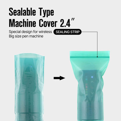 300pcs Tattoo Machine Covers Sealable Type - 2.4×8 Inch Jungle Green Tattoo Pen Covers Machine Bags Sleeves for Cartridge Tattoo Machine - Professional Tattoo Supplies & Accessories