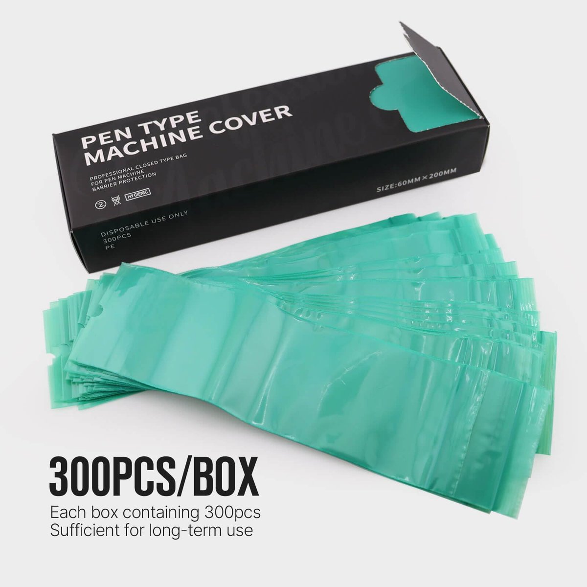 300pcs Tattoo Machine Covers Sealable Type - 2.4×8 Inch Jungle Green Tattoo Pen Covers Machine Bags Sleeves for Cartridge Tattoo Machine - Professional Tattoo Supplies & Accessories - görsel 7