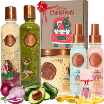Ritual Botanico Accelerated Growth & Ultra Repair S.O.S Kit: Onion Shampoo, Hair Mask, Intensive PLEX Conditioner, DUO Heat Protectant + Gift Box + Trendy Gift Avelisse