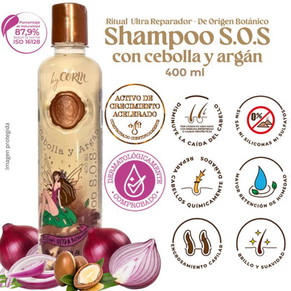 Ritual Botanico Accelerated Growth & Ultra Repair S.O.S Kit: Onion Shampoo, Hair Mask, Intensive PLEX Conditioner, DUO Heat Protectant + Gift Box + Trendy Gift Avelisse