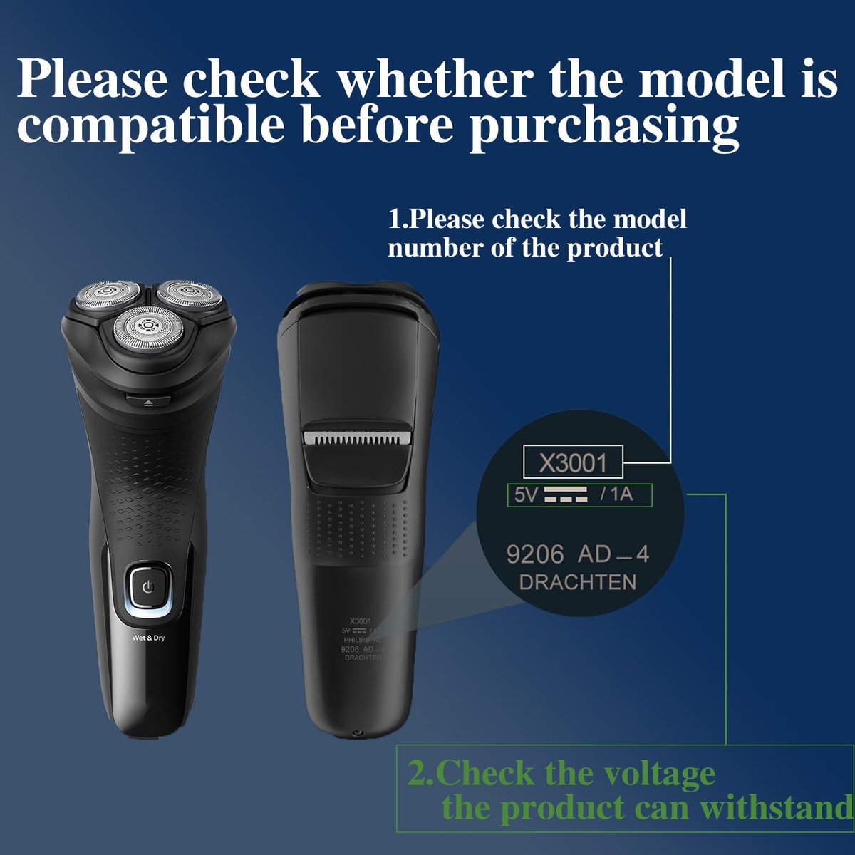 5V USB Charger for Philips Norelco Shaver 2400 3900 MG3919, Compatible with Wet & Dry Series 2000 5000 7000 3000 - görsel 5