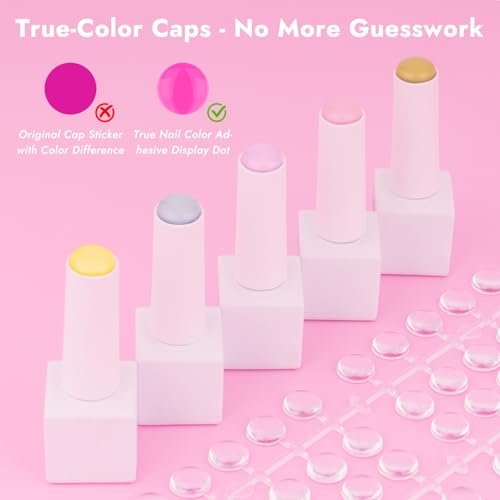 Finea 144pcs Gel Nail Polish Color Display Swatch Dots with Stickers – Clear Acrylic Labels for Nail Art Color Analysis, Salon Must-Have - görsel 6