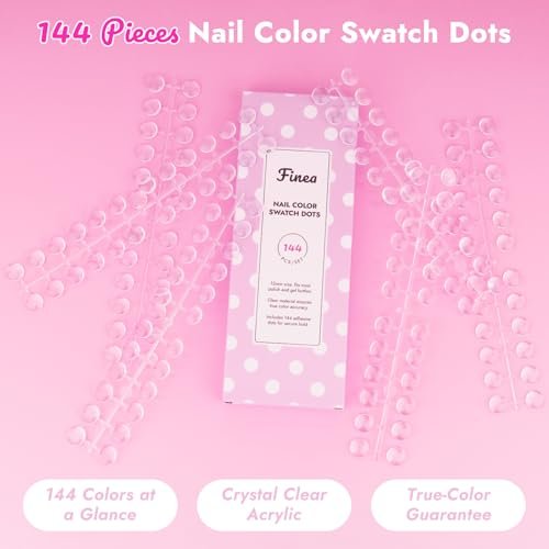 Finea 144pcs Gel Nail Polish Color Display Swatch Dots with Stickers – Clear Acrylic Labels for Nail Art Color Analysis, Salon Must-Have - görsel 4