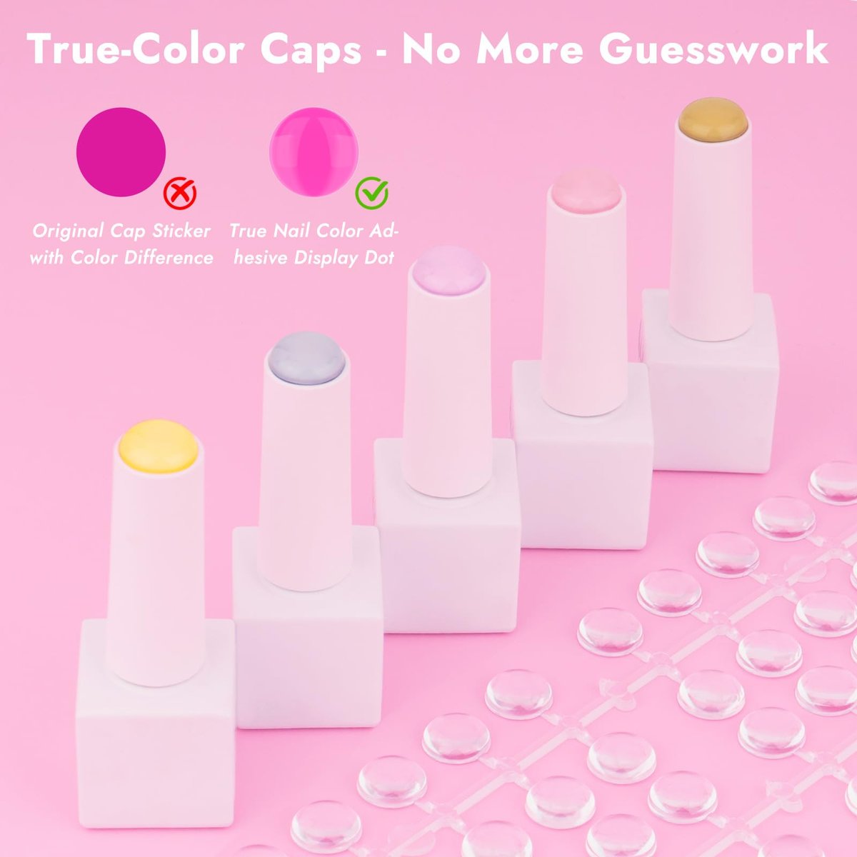 Finea 144pcs Gel Nail Polish Color Display Swatch Dots with Stickers – Clear Acrylic Labels for Nail Art Color Analysis, Salon Must-Have - görsel 5