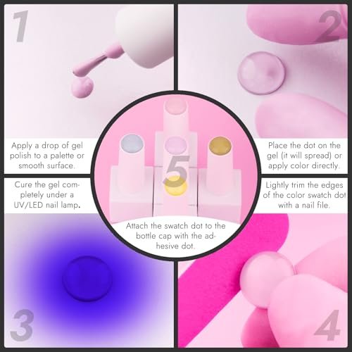 Finea 144pcs Gel Nail Polish Color Display Swatch Dots with Stickers – Clear Acrylic Labels for Nail Art Color Analysis, Salon Must-Have - görsel 12