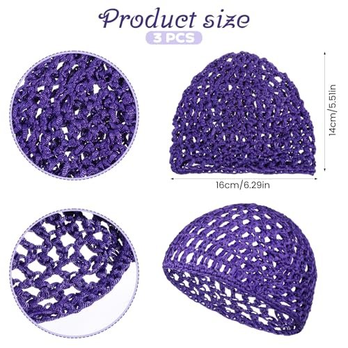 3-Pack Soft Mesh Hair Nets for Sleeping – Elastic Crochet Hair Wraps for Women, Thick, Long, Short or Curly Hair (Black, Pink, Blue) Avelisse