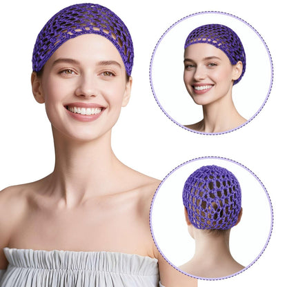 3-Pack Soft Mesh Hair Nets for Sleeping – Elastic Crochet Hair Wraps for Women, Thick, Long, Short or Curly Hair (Black, Pink, Blue) Avelisse